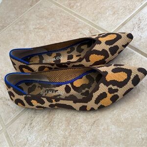 Rothy's Big Cat The Point Womens sz 7 Animal Print Blue Halo Flats